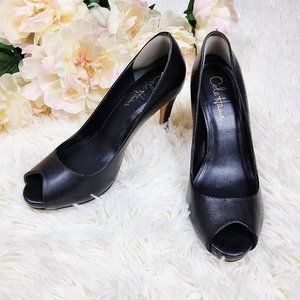 Cole Haan Black Leather Peep Toe Pumps 6.5